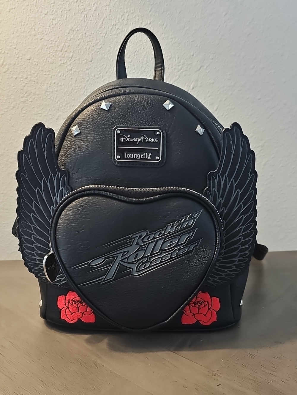 Disney Parks Loungefly Rockin' Roller Coaster Black Winged Mini Backpack